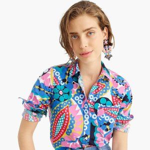 J.Crew Ratti geometric Kaleidoscope Print Abstract Shirt 2 XS
